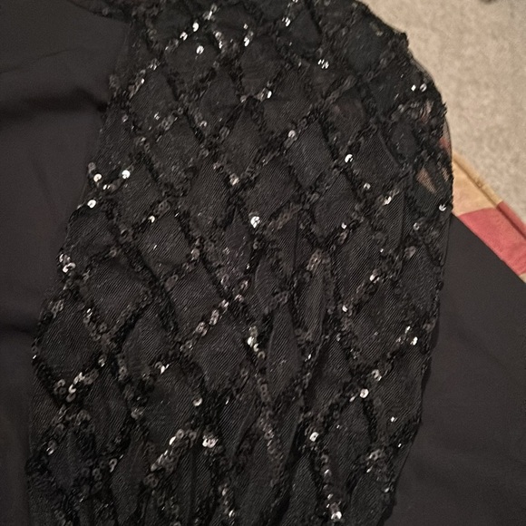 Black Dress with Sequin Sleeves - Picture 3 of 5